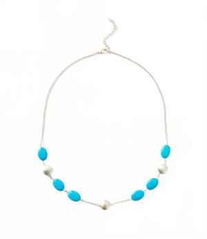NEW RONDA SMITH women's silver bead station necklace in turquoise